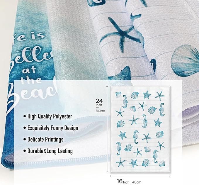 Kitchen Towels for Women-Funny Joked Starfish Seahorse Scallop Ocean Themed - Image 4