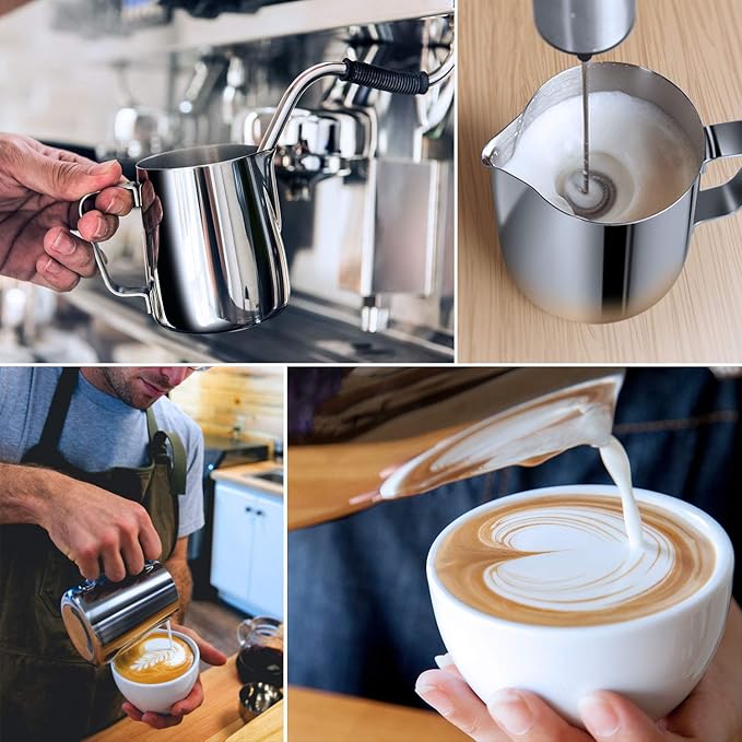 Milk Frothing Pitcher, 600ml Steaming Pitchers Stainless Steel Milk Coffee - Image 6