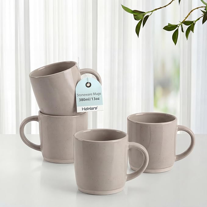 HaWare 13OZ Coffee Mugs Set of 4, Stoneware Coffee Cups, Ceramic Latte Mug by HaWare