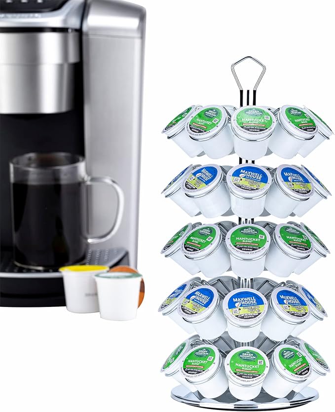 K cup Holder Storage Coffee Capsules Pod Holder Carousel 5 Tier Compatible by Ricerat