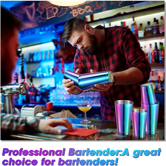 Sabary 6 Pcs Cocktail Shakers Professional Bar Shaker Boston Set Stainless - Image 5