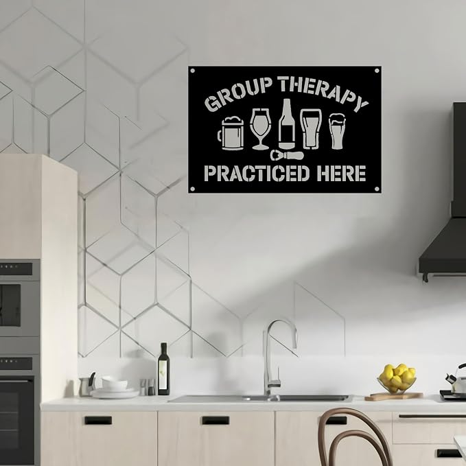 Group Therapy Metal Sign, Bar Sign, Rustic Farmhouse Wall Decor, Basement Bar - Image 5