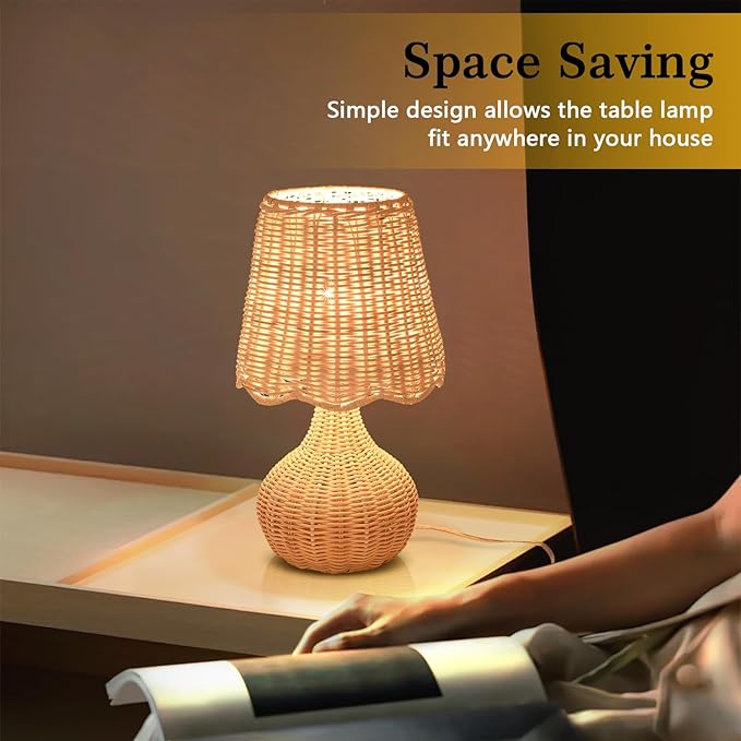 Ziqqeelam Rattan Small Bedside Table Lamp - Image 6