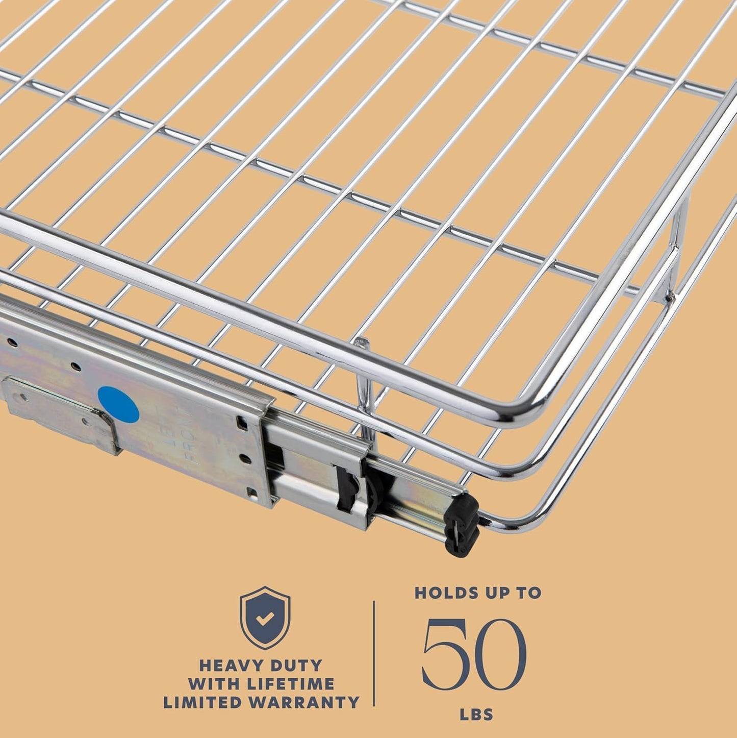 HOLDN’ STORAGE Pull Out Cabinet Organizer - Heavy Duty Steel with Smooth Slide-Out Drawers, Chrome Finish - 17" W x 17" D Basket, Fits 18.25" Cabinet Opening
