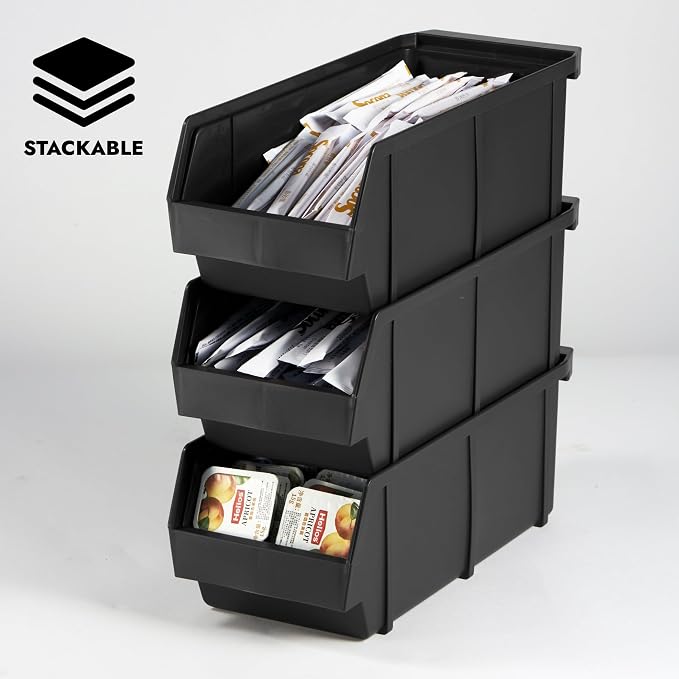 Black Self Serve Condiment Bin Stand Set, Removable Condiment Organizer - Image 4