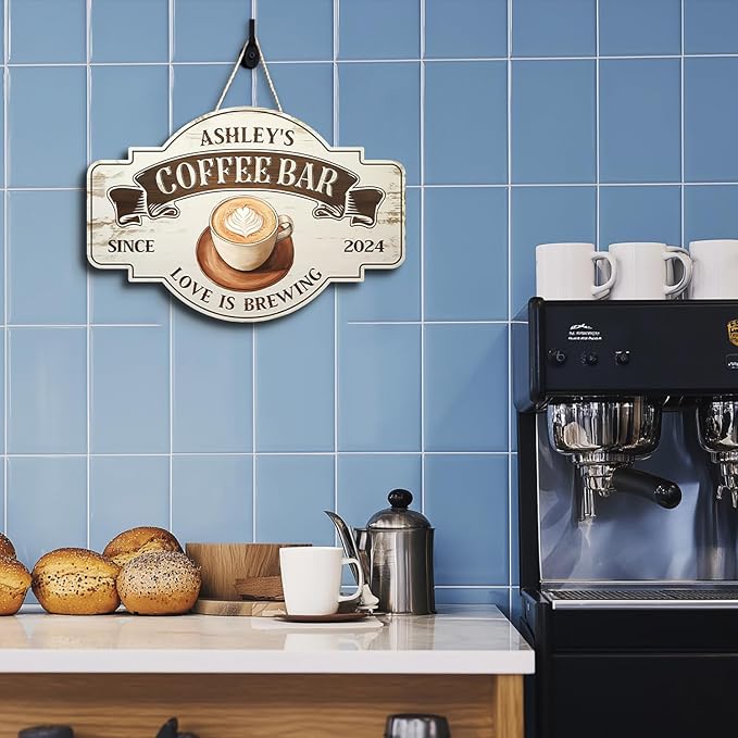 THUYPT Personalized Coffee Sign, Coffee Wooden Sign Plaque Wall Hanging Coffee - Image 5