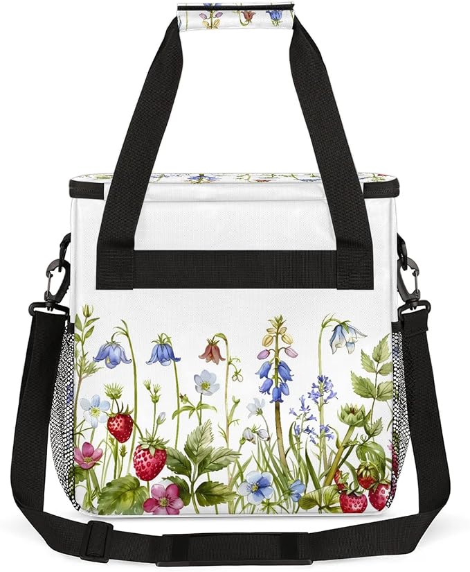 Strawberries And Wildflowers Coffee Maker Carring Bag, Large Insulated Storage - Image 5