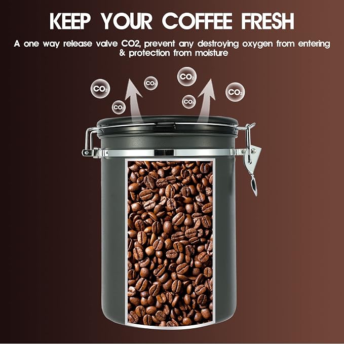 38oz Airtight Coffee Canister, Stainless Steel Coffee Bean Storage Container - Image 8