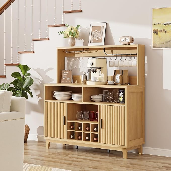 Vabches Fluted Coffee Bar Cabinet - Image 8