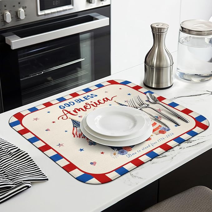 4th of July Dish Drying Mat for Kitchen Counter, Independence Day Stars - Image 3