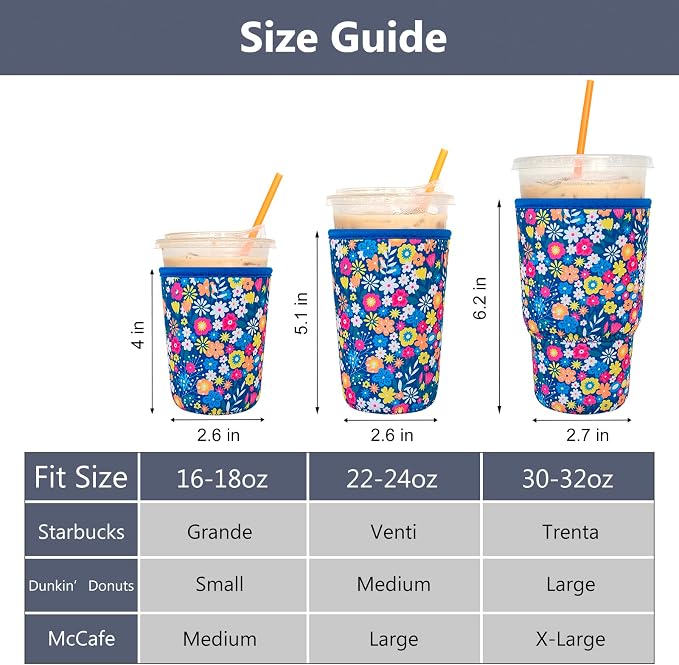 3 Pack Reusable Iced Coffee Sleeves - Image 2