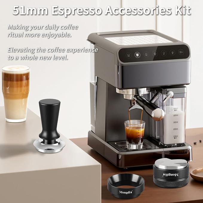 Mongdio 51mm Espresso Tamper, Espresso Accessories, Dosing Funnel and Coffee - Image 5