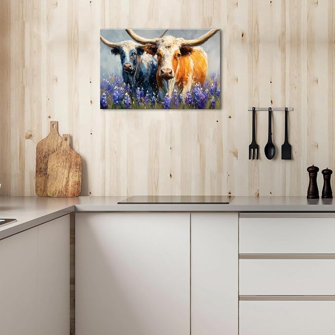 Abstract Highland Cow Canvas Wall Art - Image 2