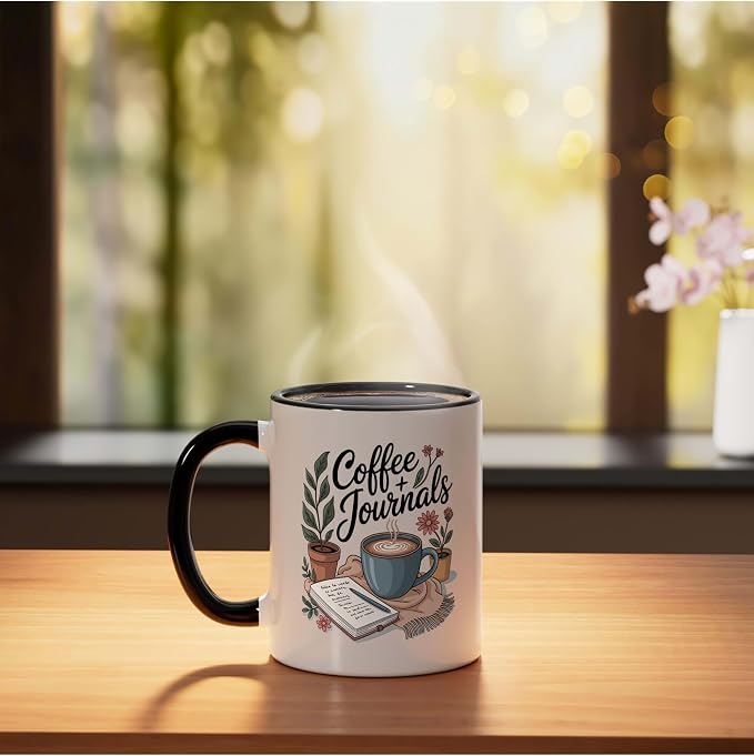 Coffee and Journals Ceramic Mug - Image 3