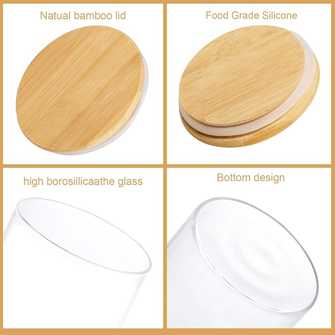 Dabacc 4 Pack Glass Jars with Airtight Bamboo Lids, Glass Kitchen Canisters - Image 4