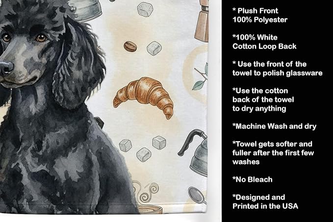 Caroline's Treasures Standard Black Poodle Coffee Bar Kitchen Towel Velour - Image 4