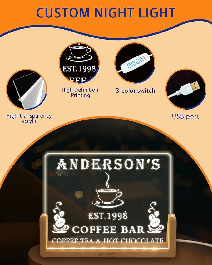 Personalized Bar Signs with Name Customized Home Coffee Bar Mini Bar Sign Gifts - Image 5
