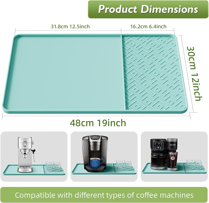 Silicone Coffee Mat with Raised Edges 19" x 12" – Waterproof Countertop Mat - Image 2