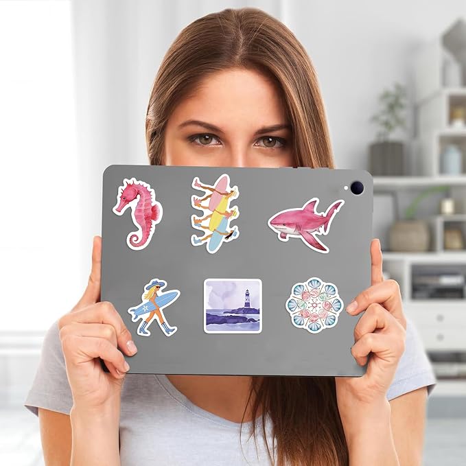 100PCS Summer Ocean Stickers Pack, Waterproof Marine Aesthetic Decals, Cute - Image 5