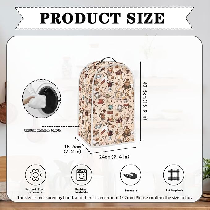 Coffee Design Blender Dust Cover, Anti Fingerprint Polyester Stand Mixer or - Image 6