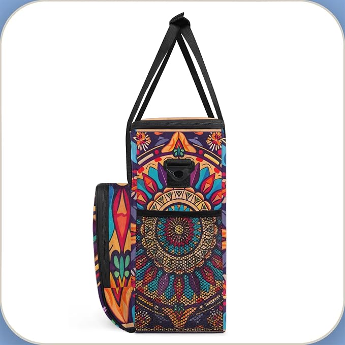 Boho Mandala Flowers Bohemian Coffee Maker Carring Bag, Large Insulated Storage - Image 4