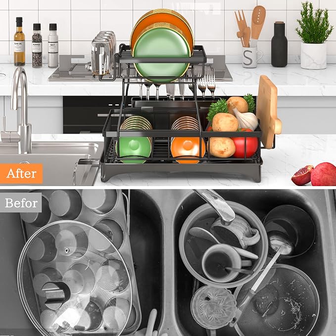 Godboat 2-Tier Dish Drying Rack - Image 3