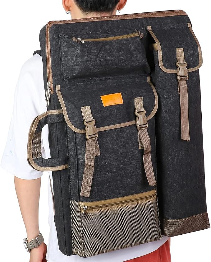 TRANSON Art Portfolio Case Artist Backpack Canvas Bag Large 26” x 19.5” - Image 7