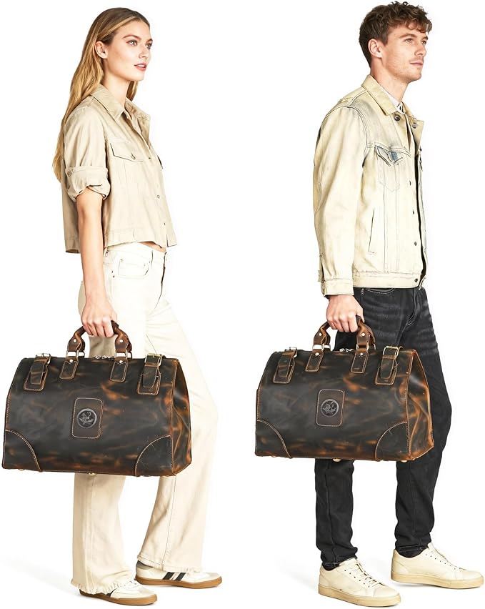 Canvas + Leather Travel Luggage Tote Duffle Gym Suitcase Weekender Overnight Bag - Image 8