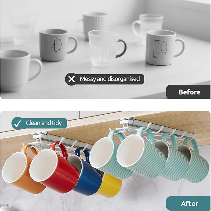 LiaMeE Sliding Mug Hooks Under Cabinet - Image 6