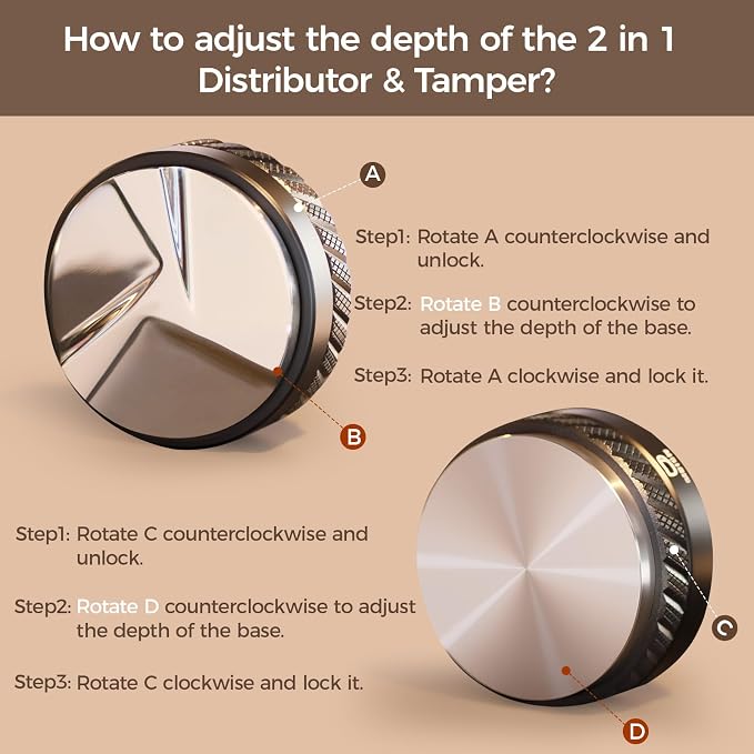 MEION Coffee Distributor & Tamper 53.3mm, Double-Sided Espresso Leveler - Image 8