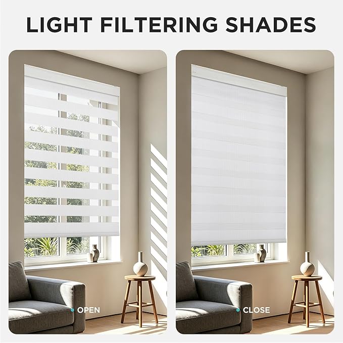 Joydeco Cordless Zebra Blinds for Windows, Dual Layer Light Control Window - Image 6
