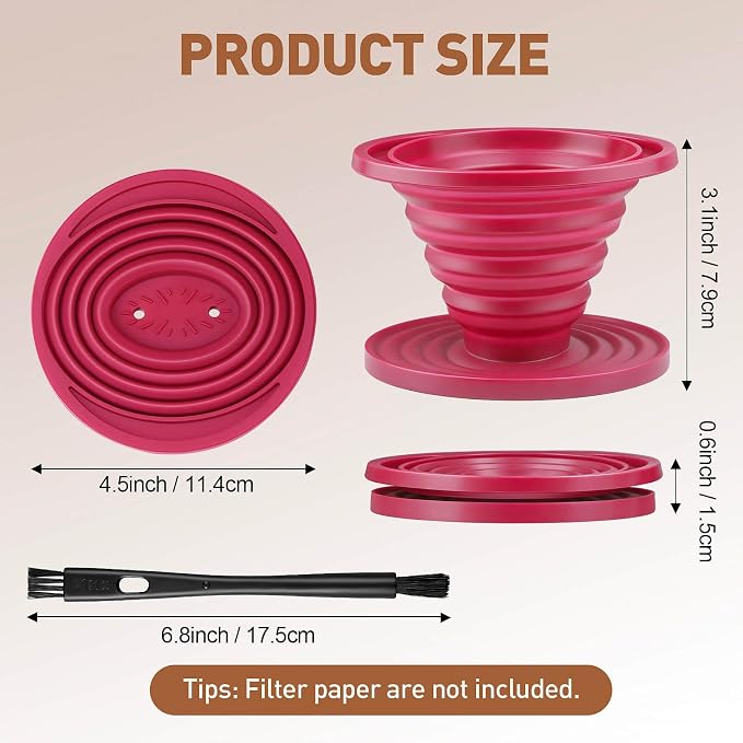 2Pcs Collapsible Pour Over Coffee Dripper, Silicone Filter Holder | Reusable - Image 2