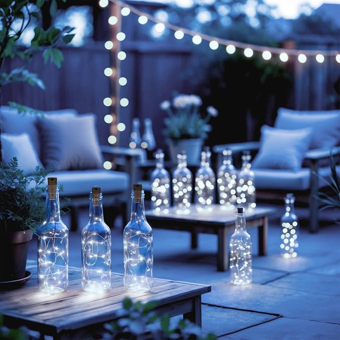 10 Pack Bottle Lights with Cork, 20 LED 7ft Cool White Copper Wire String Lights - Image 4