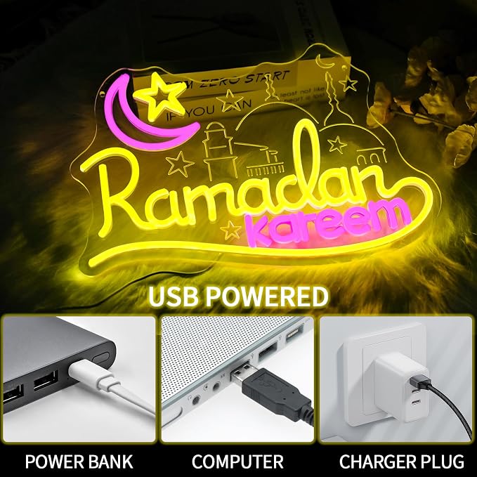 Ramadan Kareem Neon Sign for Wall Decor Dimmable Islamic Mubarak Led Neon - Image 5