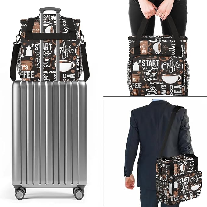 coffee cup coffee beans Coffee Maker Carring Bag Travel Carrying Storage Tote - Image 7