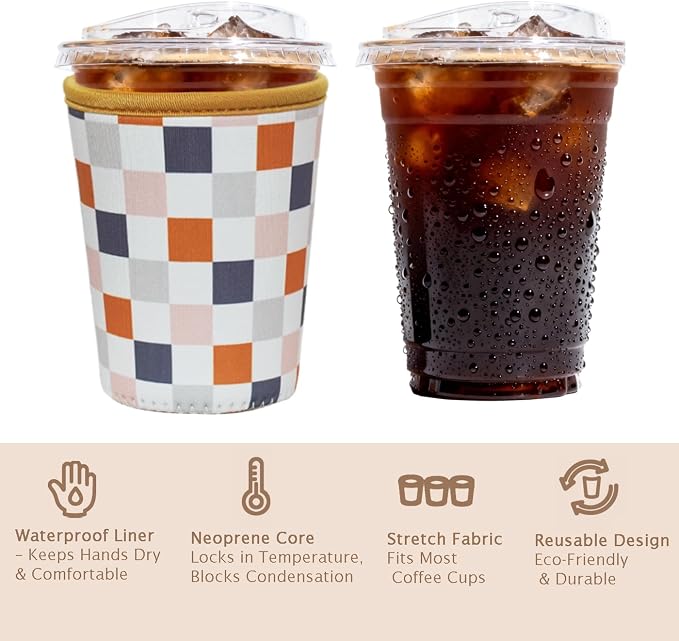 Reusable Insulated Sleeve for Iced Coffee Cup, Coffee Neoprene Sleeve for Cold - Image 6