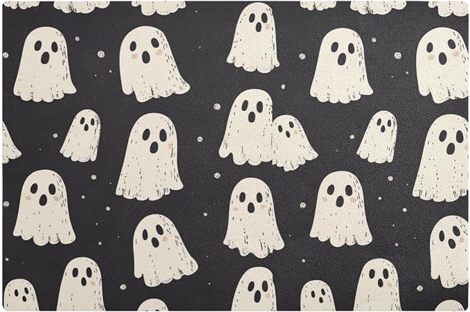 Cute Halloween Ghost Black Coffee Mat Coffee Bar Maker Backed Absorbent Nonslip by QwThum