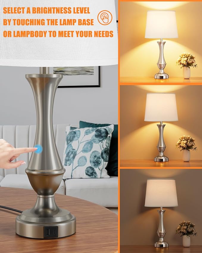 Seealle Upgraded Touch Lamps for Night Stands Set of 2 - Image 2