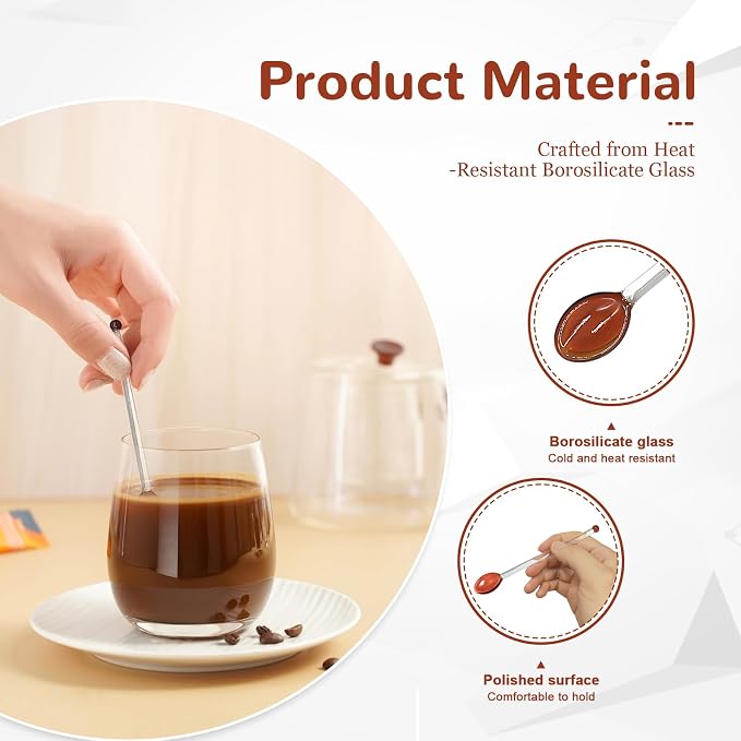 Glass Spoons for Coffee, Reusable Coffee Spoons for Coffee Bar, Tea & Dessert - Image 2