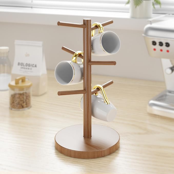 Wisuce Coffee Mug Holder, Bamboo Mug Tree - Image 2