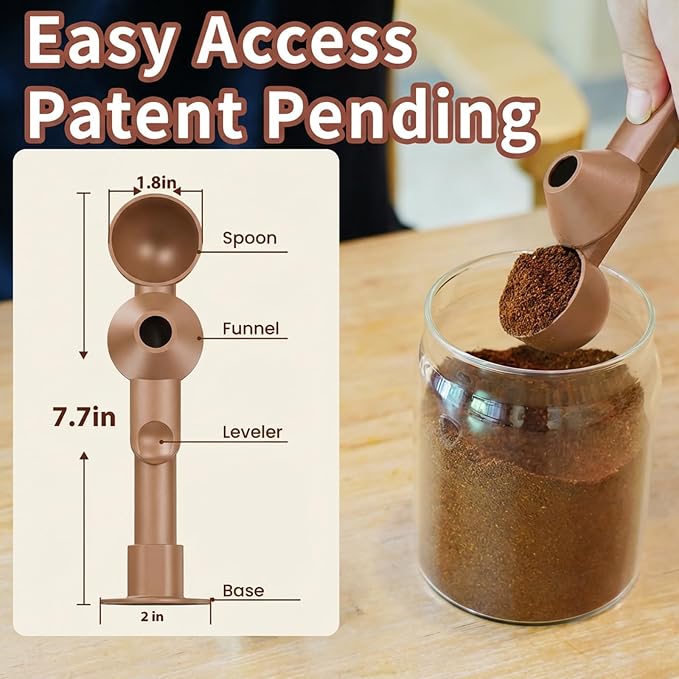 Coffee Scoop with Funnel for Ground Coffee, Protein Powder & Tea, for Reusable - Image 3