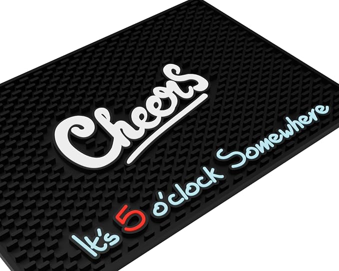 Cheers It's 5 O'Clock Somewhere Tiki Bar Mat 18x12 in – Cocktail Decor by CALUVAR