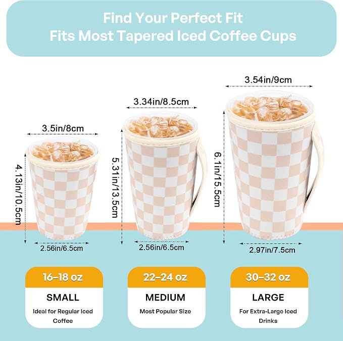 KJQJLY 3 Pack Reusable Iced Coffee Sleeves - Image 2