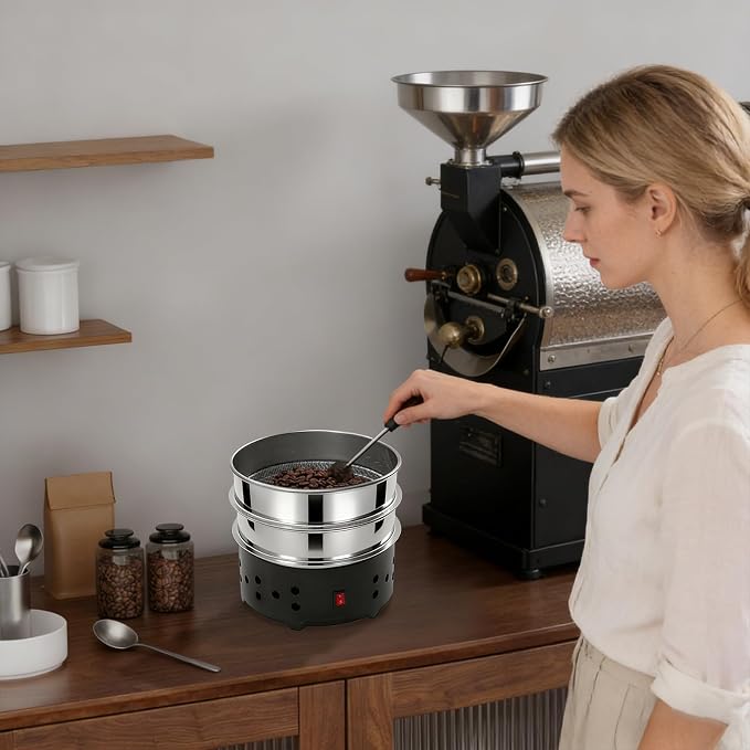 Coffee Bean Cooler, 1.3Lbs Electric Coffee Bean Cooling Tray 2-Layer Coffee - Image 4