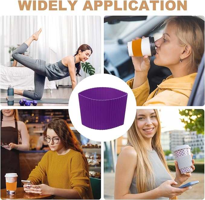 uxcell 6Pack Coffee Cup Sleeves, Reusable Silicone Heat Resistant Cup - Image 6