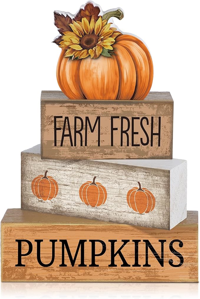 Lineshading 4 Pcs Fall Pumpkin Decor Fall Table Decoration Thanksgiving Tiered by Lineshading