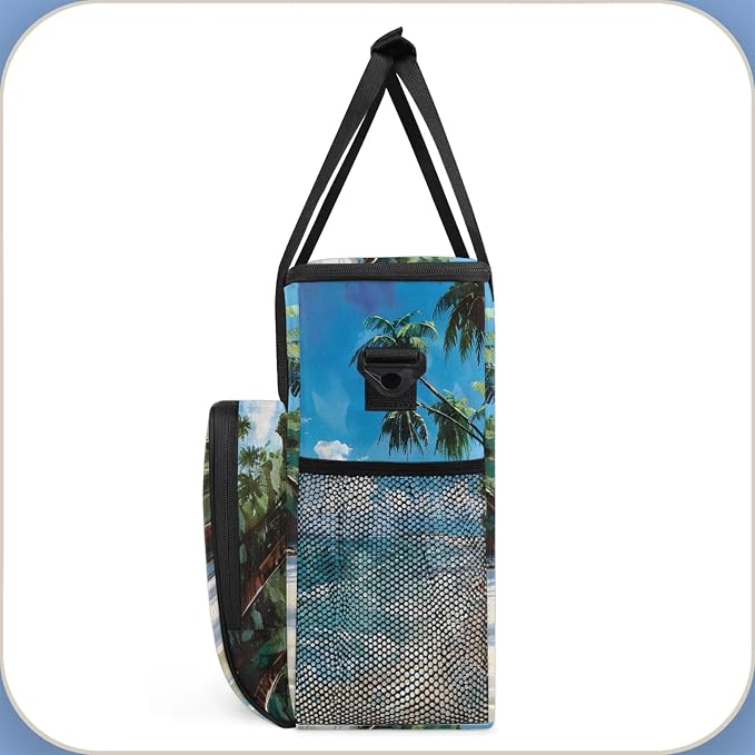 Tropical Beach Hawaiian Palm Trees Coffee Maker Carring Bag, Large Insulated - Image 4