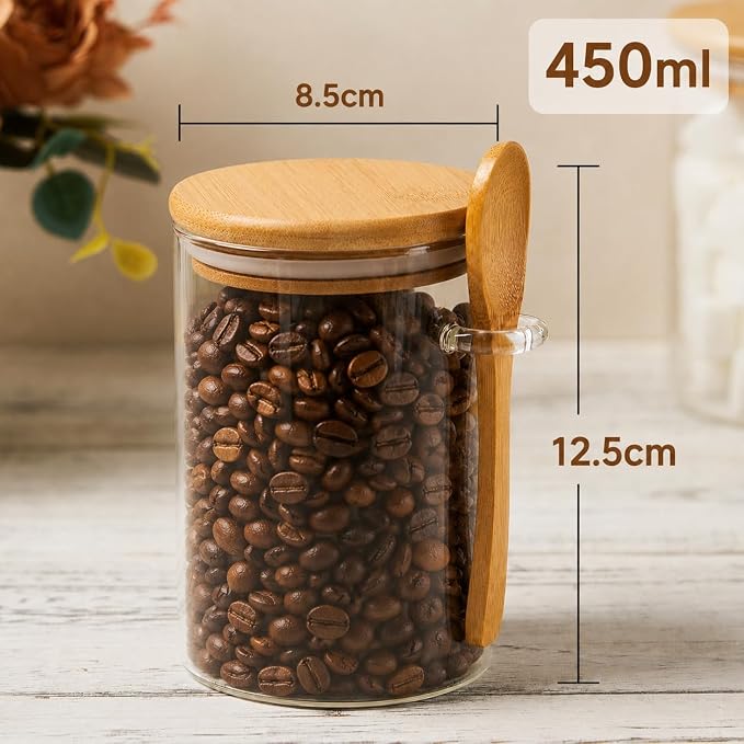 Sugar Jar Glass Salt Container, 15 Ounces Clear Airtight Caning - Image 2