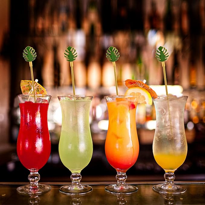 Palm leaf Drink Stirrer Sticks Stainless Steel Coffee Beverage Stirrers，Set of - Image 6