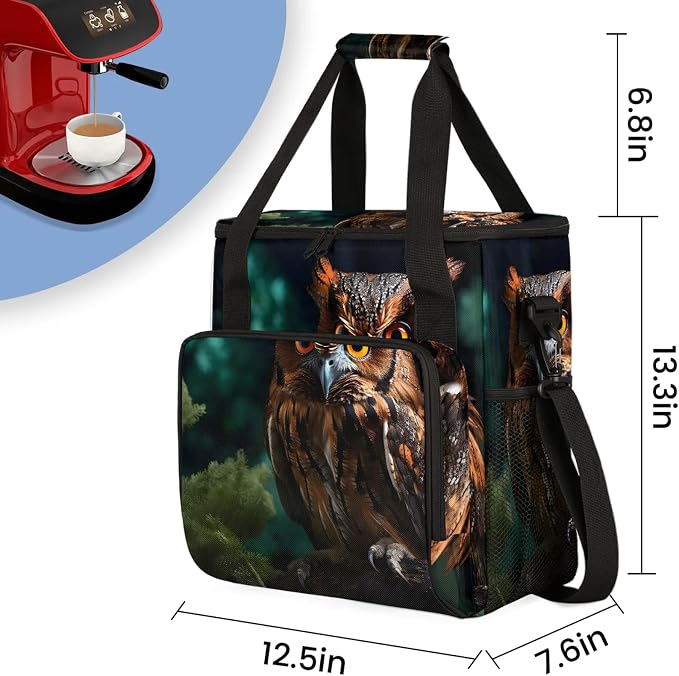 Owl Coffee Maker Carring Bag, Large Insulated Storage Organizer Case Tote Bags - Image 2